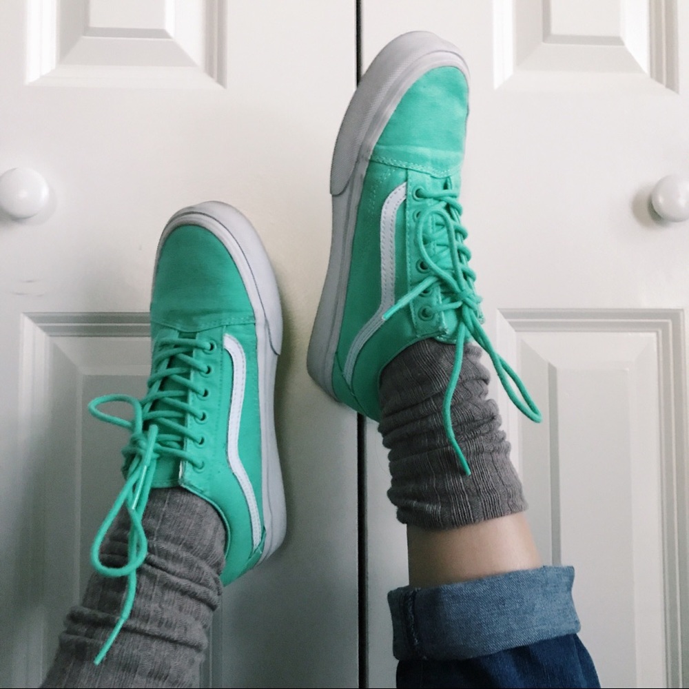 Teal/blue/green old skool vans sneakers